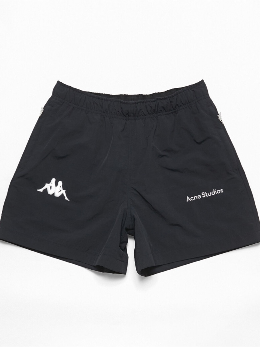 Acne black shorts with white logo trim